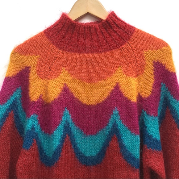 Vintage Fuzzy Rainbow Oversized Pull Over Sweater - Picture 3 of 8